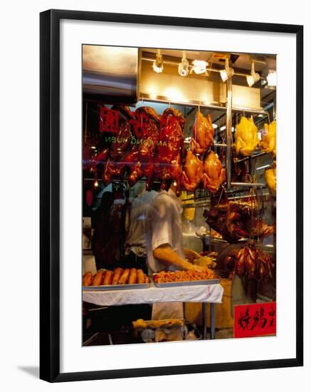 Peking Ducks Hanging in Shop Window, Hong Kong, China-Amanda Hall-Framed Photographic Print