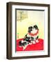 Pekingese Dog and Bush Warbler-Koson Ohara-Framed Giclee Print