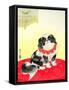 Pekingese Dog and Bush Warbler-Koson Ohara-Framed Stretched Canvas