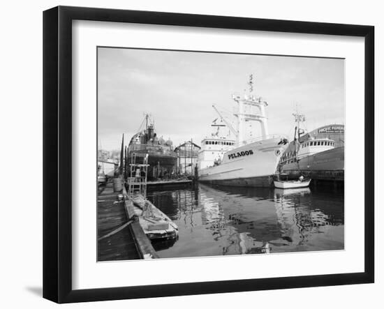 Pelagos Docked at Rowe Machine Works-Ray Krantz-Framed Photographic Print