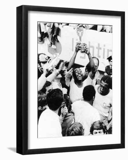 Pele in Triumph in Mexico City, June 21, 1970-null-Framed Premium Photographic Print