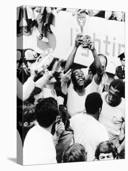 Pele in Triumph in Mexico City, June 21, 1970-null-Stretched Canvas