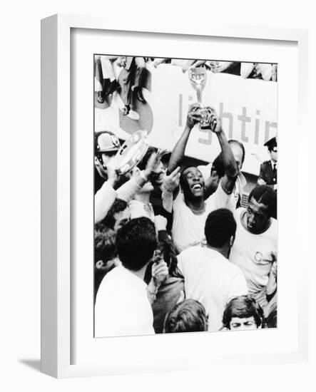 Pele in Triumph in Mexico City, June 21, 1970-null-Framed Photo