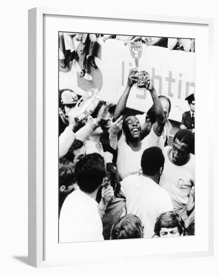 Pele in Triumph in Mexico City, June 21, 1970-null-Framed Photo