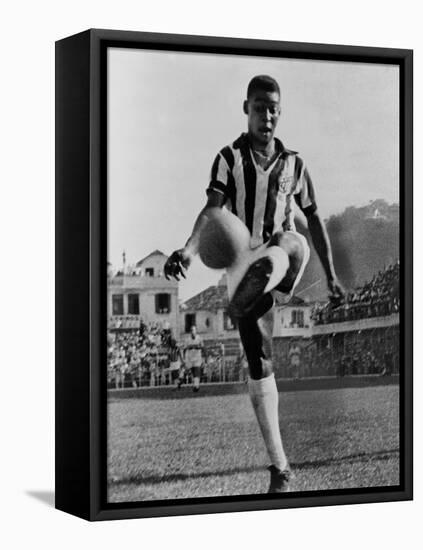 Pele, the Brazilian Soccer Champion in 1965-null-Framed Stretched Canvas