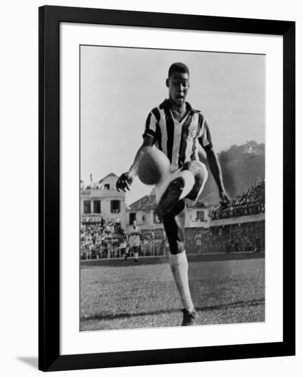 Pele, the Brazilian Soccer Champion in 1965-null-Framed Photo