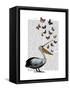 Pelican and Butterflies-Fab Funky-Framed Stretched Canvas