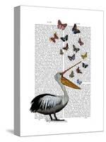 Pelican and Butterflies-Fab Funky-Stretched Canvas