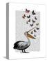 Pelican and Butterflies-Fab Funky-Stretched Canvas