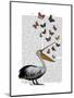 Pelican and Butterflies-Fab Funky-Mounted Art Print