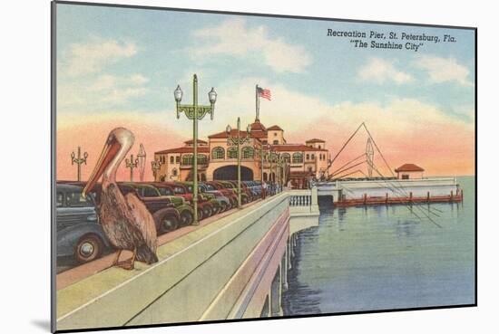 Pelican on Pier, St. Petersburg, Florida-null-Mounted Art Print