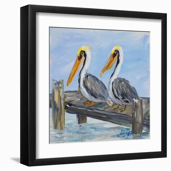 Pelicans on Deck-Julie DeRice-Framed Art Print