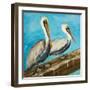 Pelicans on Post II-Julie DeRice-Framed Art Print