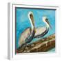 Pelicans on Post II-Julie DeRice-Framed Art Print