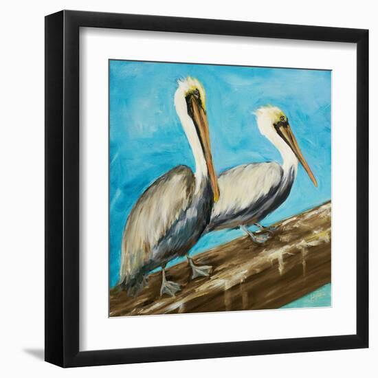 Pelicans on Post II-Julie DeRice-Framed Art Print