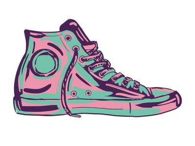 Retro Sneakers Hand Drawn and Hand Painted