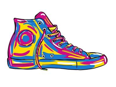 Retro Sneakers Hand Drawn and Hand Painted