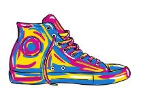 Retro Sneakers Hand Drawn and Hand Painted-pelonmaker-Stretched Canvas