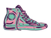 Retro Sneakers Hand Drawn and Hand Painted-pelonmaker-Framed Stretched Canvas