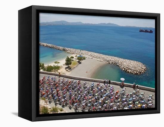 Peloton Along Mediterranean Sea, Third Stage of Tour de France, Marseille, July 7, 2009-null-Framed Stretched Canvas