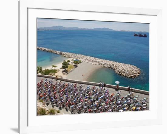 Peloton Along Mediterranean Sea, Third Stage of Tour de France, Marseille, July 7, 2009-null-Framed Photographic Print