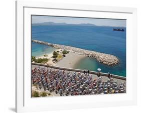 Peloton Along Mediterranean Sea, Third Stage of Tour de France, Marseille, July 7, 2009-null-Framed Photographic Print