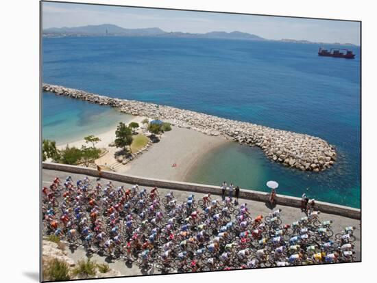 Peloton Along Mediterranean Sea, Third Stage of Tour de France, Marseille, July 7, 2009-null-Mounted Photographic Print