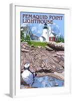 Pemaquid Lighthouse - Maine-Lantern Press-Framed Art Print