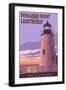 Pemaquid Lighthouse Sunset - Maine-Lantern Press-Framed Art Print