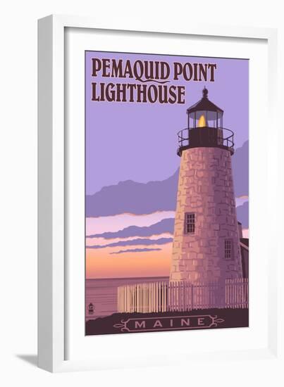 Pemaquid Lighthouse Sunset - Maine-Lantern Press-Framed Art Print