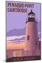 Pemaquid Lighthouse Sunset - Maine-Lantern Press-Mounted Art Print