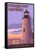 Pemaquid Lighthouse Sunset - Maine-Lantern Press-Framed Stretched Canvas