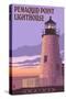 Pemaquid Lighthouse Sunset - Maine-Lantern Press-Stretched Canvas