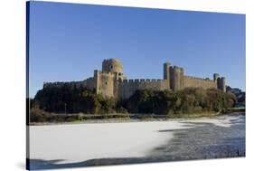 Pembroke Castle Wales in winter-Charles Bowman-Stretched Canvas