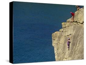 Pembrokeshire, Rockclimbing at St Nons, Pembrokeshire National Park, Wales-Paul Harris-Stretched Canvas