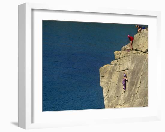 Pembrokeshire, Rockclimbing at St Nons, Pembrokeshire National Park, Wales-Paul Harris-Framed Photographic Print