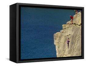 Pembrokeshire, Rockclimbing at St Nons, Pembrokeshire National Park, Wales-Paul Harris-Framed Stretched Canvas