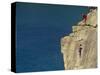 Pembrokeshire, Rockclimbing at St Nons, Pembrokeshire National Park, Wales-Paul Harris-Stretched Canvas