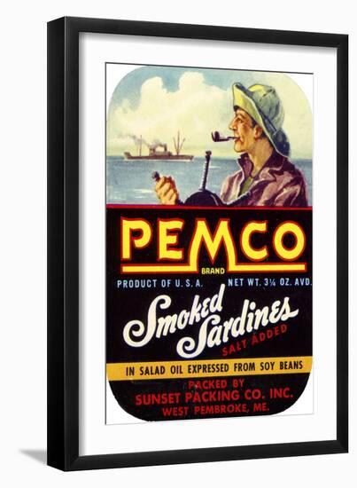 Pemco Brand Smoked Sardines-null-Framed Premium Giclee Print