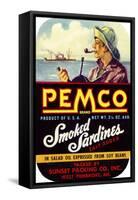 Pemco Brand Smoked Sardines-null-Framed Stretched Canvas