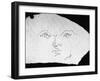 Pen and Ink Drawing of Face, Doodled on Napkin in Restuarant, by Jean Cocteau-null-Framed Photographic Print