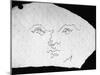 Pen and Ink Drawing of Face, Doodled on Napkin in Restuarant, by Jean Cocteau-null-Mounted Photographic Print