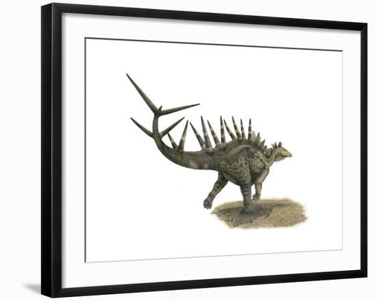 Pencil Drawing of Kentrosaurus Aethiopicus on Yellow Paper-null-Framed Art Print