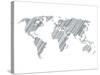 Pencile Scribble World Map 1-NaxArt-Stretched Canvas