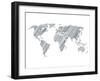 Pencile Scribble World Map 1-NaxArt-Framed Art Print