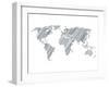 Pencile Scribble World Map 1-NaxArt-Framed Art Print