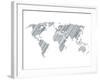 Pencile Scribble World Map 1-NaxArt-Framed Art Print