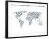Pencile Scribble World Map 1-NaxArt-Framed Art Print
