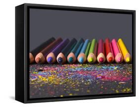 Pencils On Dark Background-vesnacvorovic-Framed Stretched Canvas