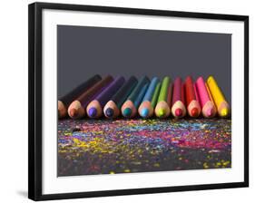 Pencils On Dark Background-vesnacvorovic-Framed Premium Photographic Print